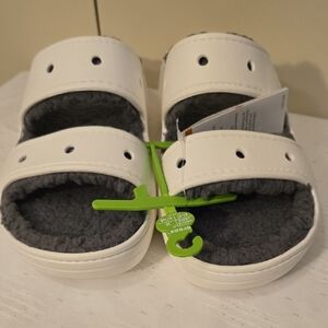 CROCS White and Gray Classic Cozzy Sandal